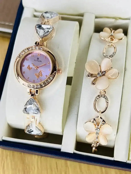 Titan Ladies Watch & Bracelet Gift Set – New Arrival Rs 1399 Accessories ZauqRoz 